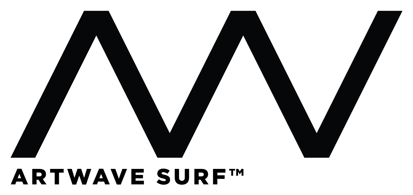 ARTWAVE SURF logo in black. Zig Zag shape AW